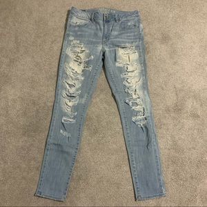 High waisted ripped skinny jeans